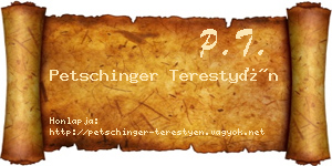 Petschinger Terestyén névjegykártya